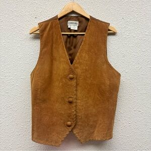 Tower Hill size large leather suede tan vest boho native cowboy hipster